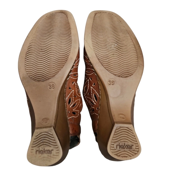 Rieker Anti-Stress Brown Leather Slingback Shoes With Cut Out Detailing 9 Eu 39 - Picture 5 of 9